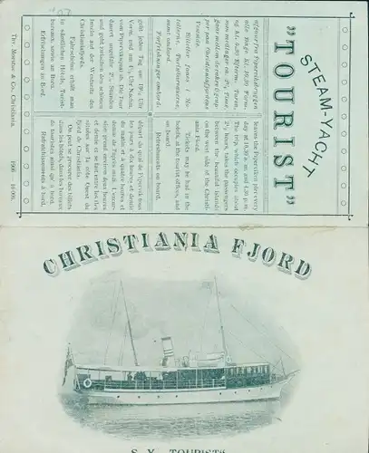 Landkarten Klapp Ak Kristiania Christiania Oslo Norwegen, Steam Yacht Tourist, Stadtplan