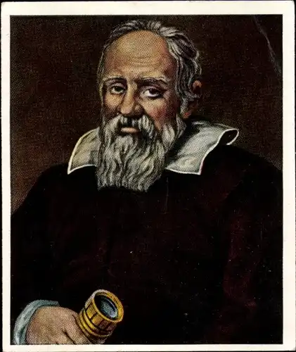 Sammelbild Die Großen der Weltgeschichte Gruppe 2 Nr. 45, Galilei, Portrait