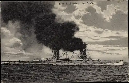 Ak Deutsches Kriegsschiff, SMS Friedrich der Große, Großlinienschiff