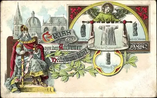 Litho Aachen in Nordrhein Westfalen, Aachener Heiligtumsfahrt, Kleid der Muttergottes, Lendentuch