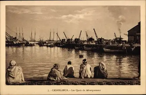Ak Casablanca Marokko, Les Quais de debarquement