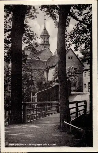 Ak Bischofswerda in Sachsen, Pfarrgasse, Kirche