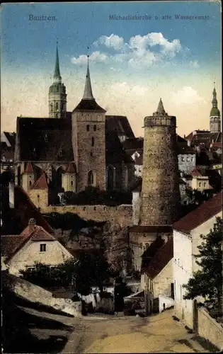Ak Bautzen in der Lausitz, Michaeliskirche und alte Wasserkunst