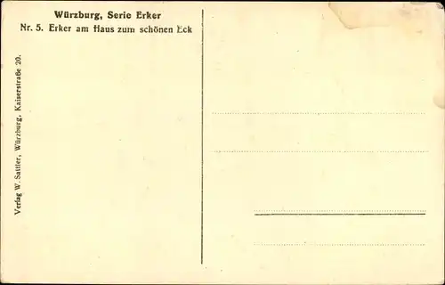 Ak Würzburg am Main Unterfranken, Erker am Haus zum schönen Eck