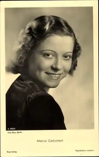 Ak Schauspielerin und Opernsängerin Maria Cebotari, Portrait