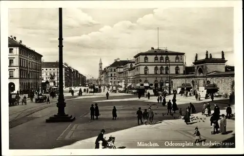 Ak München Bayern, Odeonsplatz und Ludwigstraße