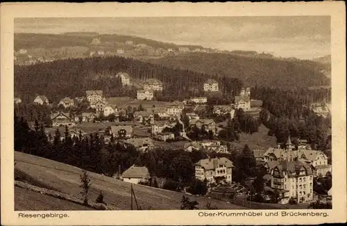 Ak Karpacz Ober Krummhübel Riesengebirge Schlesien, Panorama mit Brückenberg