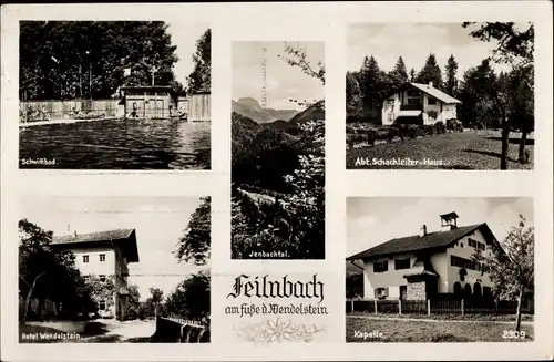 Ak Bad Feilnbach in Oberbayern, Schwimmbad, Jenbachtal, Hotel Wendelstein