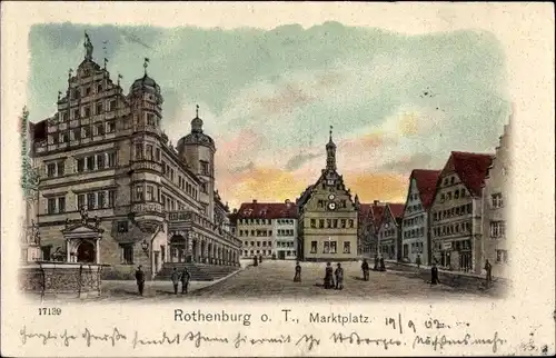 Ak Rothenburg ob der Tauber Mittelfranken, Marktplatz