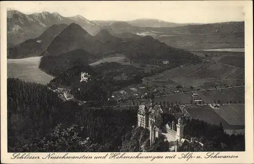 Ak Hohenschwangau Schwangau im Ostallgäu, Schlösser Neuschwanstein und Hohenschwangau