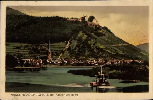 Ak Groß Heubach am Main Unterfranken, Blick auf die Ortschaft mit Kloster Engelberg