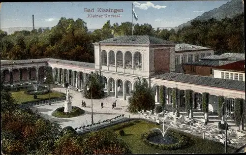 Ak Bad Kissingen Unterfranken Bayern, Kleiner Kursaal, Terrasse, Denkmal