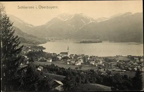 Ak Schliersee in Oberbayern, Panorama