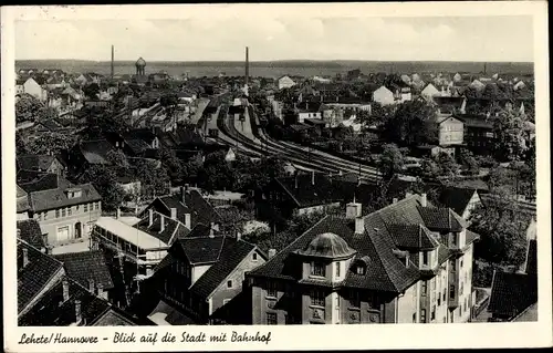 Ak Lehrte in Niedersachsen, Blick auf die Stadt mit Bahnhof