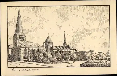 Künstler Ak Essen im Ruhrgebiet, Münsterkirche