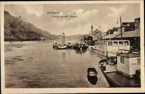 Ak Passau in Niederbayern, Partie an der Donau, Schiffe
