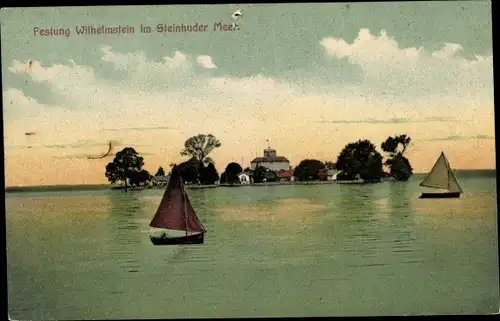 Ak Steinhude Wunstorf in Niedersachsen, Festung Wilhelmstein im Steinhuder Meer, Segelboote