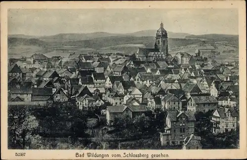 Ak Bad Wildungen in Hessen, Blick auf den Ort vom Schlossberg
