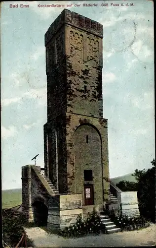 Ak Bad Ems an der Lahn, Konkordiaturm auf der Bäderlei