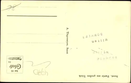 Ak Soest in Westfalen, Partie am großen Teich, Ruderboot