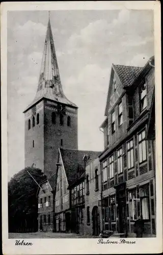 Ak Uelzen in Niedersachsen, Pastorenstraße, Kirchturm