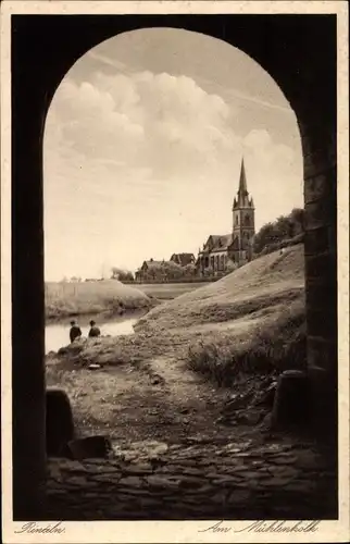 Ak Rinteln an der Weser, Partie am Mühlenkolk, Kirche