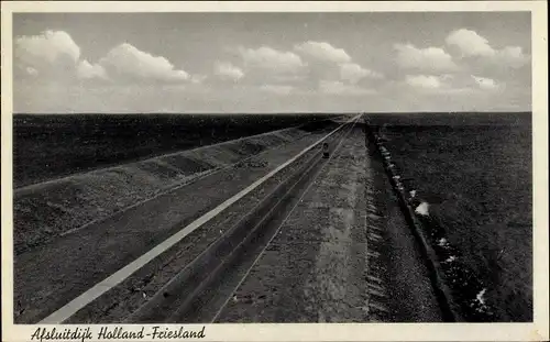 Ak Afsluitdijk Friesland Niederlande, Holland-Friesland