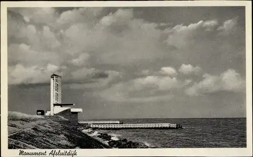 Ak Afsluitdijk Friesland Niederlande, Monument