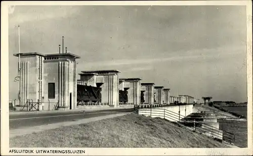 Ak Afsluitdijk Friesland Niederlande, Uitwateringssluizen