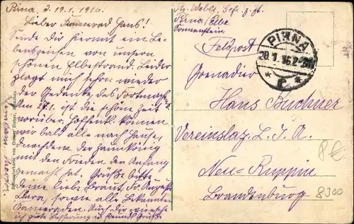 Ak Pirna in Sachsen, Fritze Bliemchen, Salondampfer, Stadt