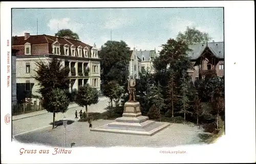 Ak Zittau in der Oberlausitz, Ottokarplatz, Denkmal