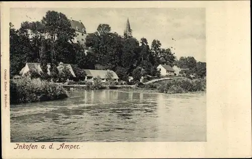 Ak Inkofen Haag an der Amper Oberbayern, Wasserpartie, Im Hintergrund Wohnhäuser