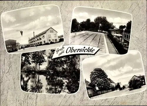 Ak Obersickte Sickte in Niedersachsen, Freibad, Ortsansichten, Schule