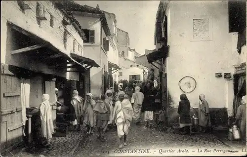 Ak Constantine Algerien, Quartier Arabe, La Rue Perrégaux