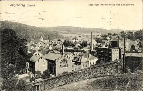 Ak Langenberg Velbert im Rheinland, Blick vom Krankenhaus auf den Ort