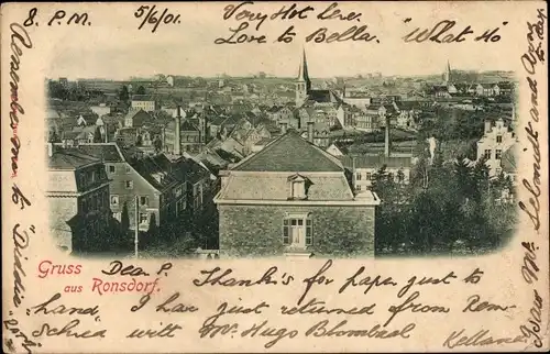 Ak Ronsdorf Wuppertal in Nordrhein Westfalen, Gesamtansicht