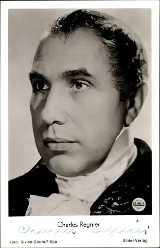 Ak Schauspieler Charles Régnier, Portrait, Autogramm