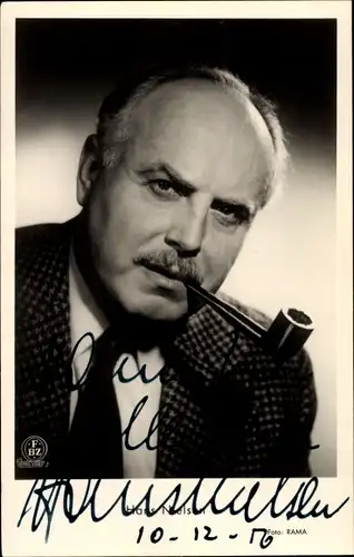 Ak Schauspieler Hans Nielsen, Portrait, Autogramm, Pfeife
