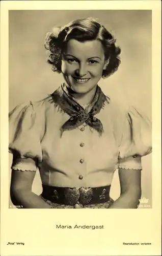 Ak Schauspielerin Maria Andergast, Portrait, Tobis, Ross Verlag A 1948/1