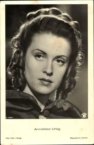 Ak Schauspielerin Anneliese Uhlig, Portrait