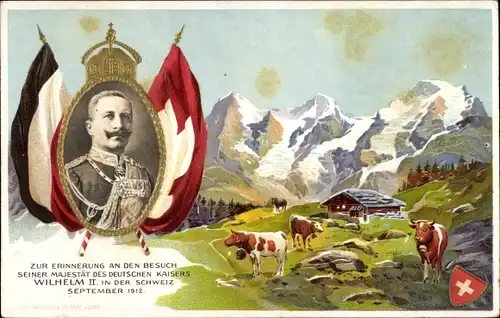 Präge Litho Schweiz, Besuch Kaiser Wilhelm II., September 1912, Kühe