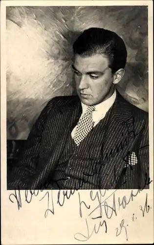 Foto Ak Schauspieler ?, Portrait, Autogramm 1936