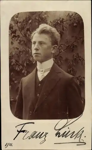 Foto Ak Franz Lück, Portrait 1911, Autogramm