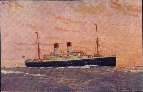 Künstler Ak HSDG Dampfer Monte Sarmiento, Zweischraubenmotorschiff