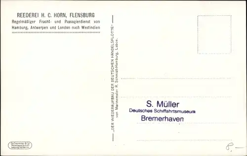 Künstler Ak Schmidt, R., Dampfer Henry Horn und Claus Horn, Reederei H. C. Horn Flensburg