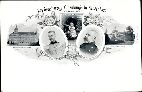 Ak Oldenburg im Großherzogtum Oldenburg, 3 Generationen im Oldenburgischen Fürstenhaus, Schloss