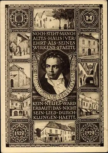 Ganzsachen Ak Mödling in Niederösterreich, Komponist Ludwig van Beethoven, Heiligenstadt