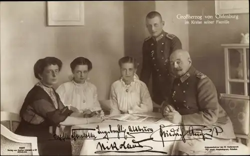 Ak Großherzog Friedrich August von Oldenburg, Elisabeth, Nikolaus, Ingeborg, Altburg