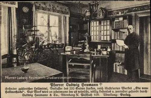 Ak Nürnberg, Pfarrer Ludwig Heumann's Studierzimmer, Die neue Heilmethode