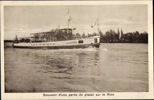 Ak Partie de plaisir sur le Rhin, Ausflugsdampfer Lällekönig auf dem Rhein